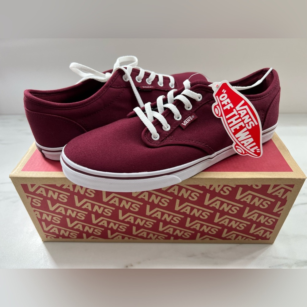 Vans Atwood Low Sneakers in Burgundy/White Size 8